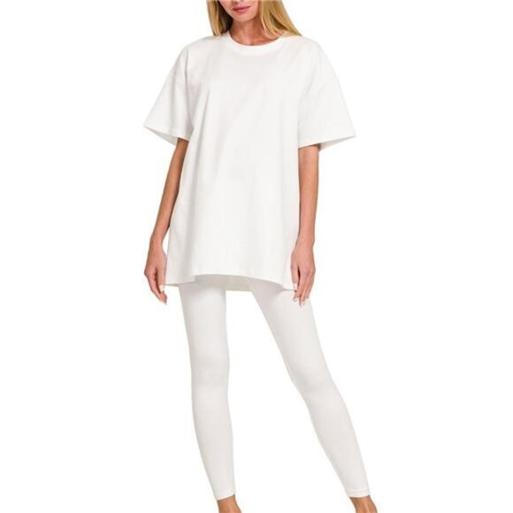 Zenana Outfitters Tops - Zenana Cotton Round Neck Top & Legging Set
